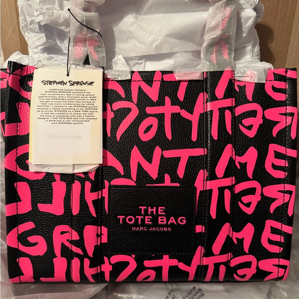 Marc Jacobs x Stephen Sprouse Graphic Black and Pink Tote